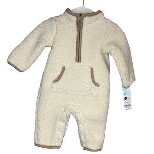 NWT Carter’s Cream Sherpa Baby Quarter Zip Onesie
